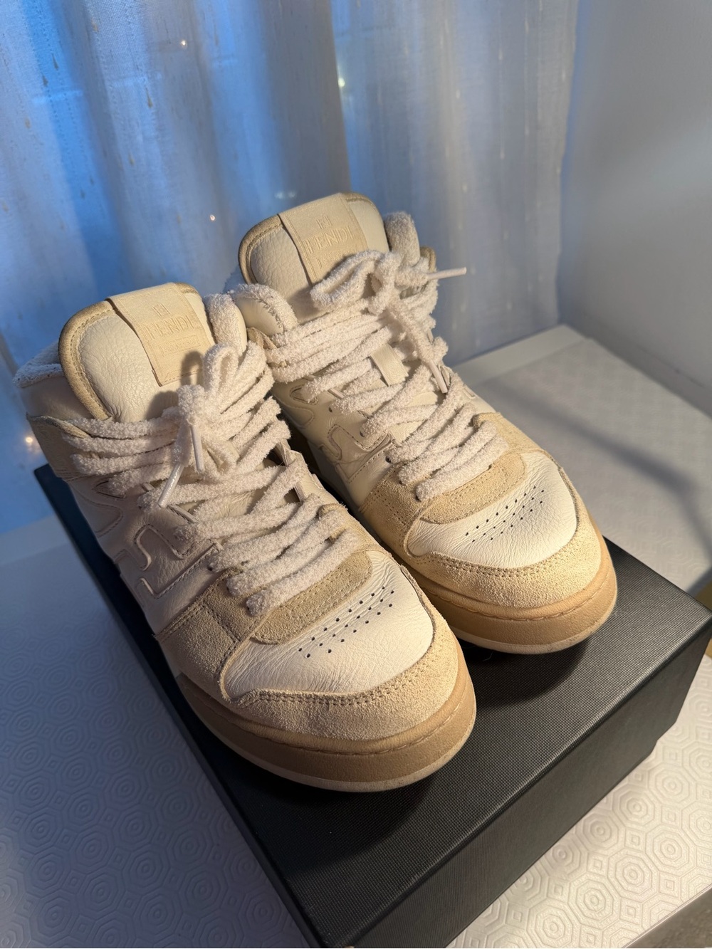Fendi Women's Cream & Beige High-Top Sneakers